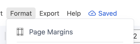 Document menu showing where to open page margin settings